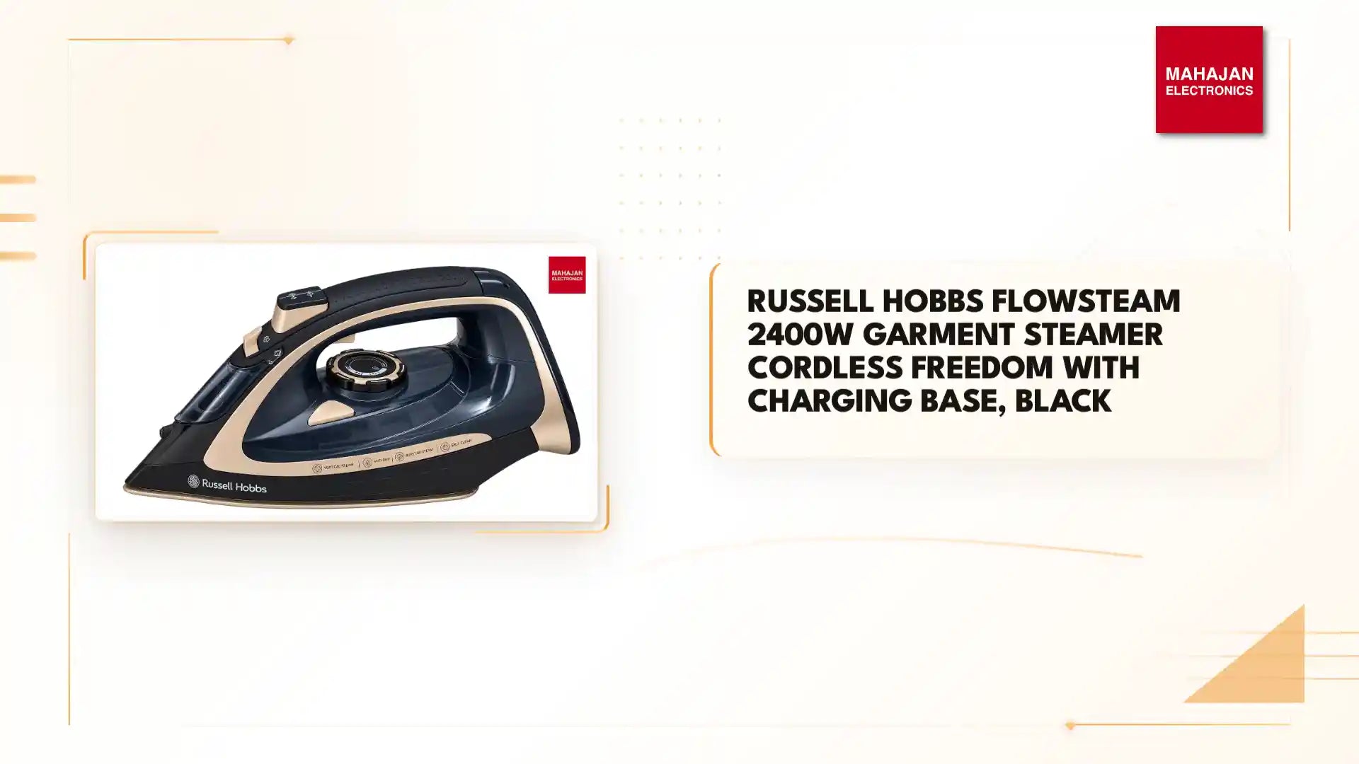 Russell Hobbs FLOWSTEAM 2400W Garment Steamer Cordless Freedom With Charging Base, Black by@Outfy