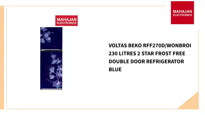Voltas Beko RFF270D/WONBROI 230 Litres 2 Star Frost Free Double Door Refrigerator Blue by@Outfy