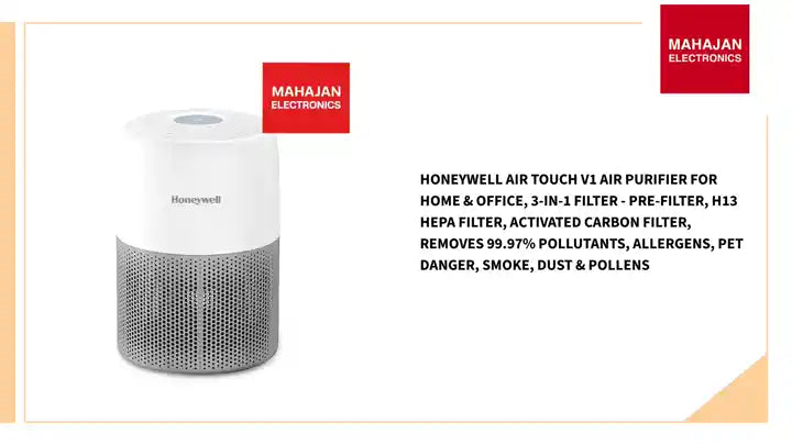 Honeywell Air touch V1 Air Purifier for Home & Office, 3-in-1 filter - Pre-Filter, H13 HEPA Filter, Activated Carbon Filter, Removes 99.97% Pollutants, Allergens, Pet Danger, Smoke, Dust & Pollens by@Outfy