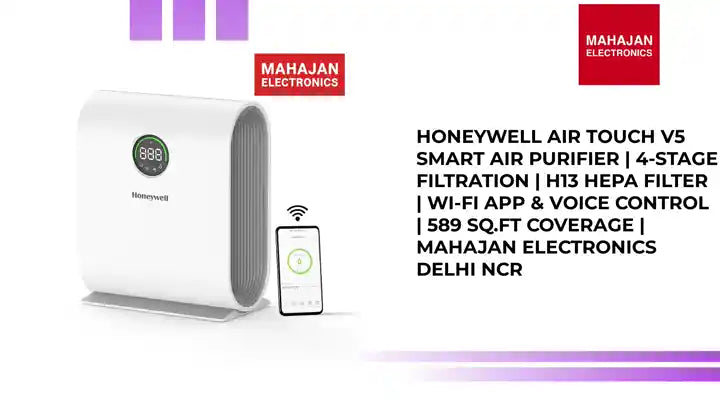 Honeywell Air Touch V5 Smart Air Purifier | 4-Stage Filtration | H13 HEPA Filter | Wi-Fi App & Voice Control | 589 Sq.Ft Coverage | Mahajan Electronics Delhi NCR by@Outfy