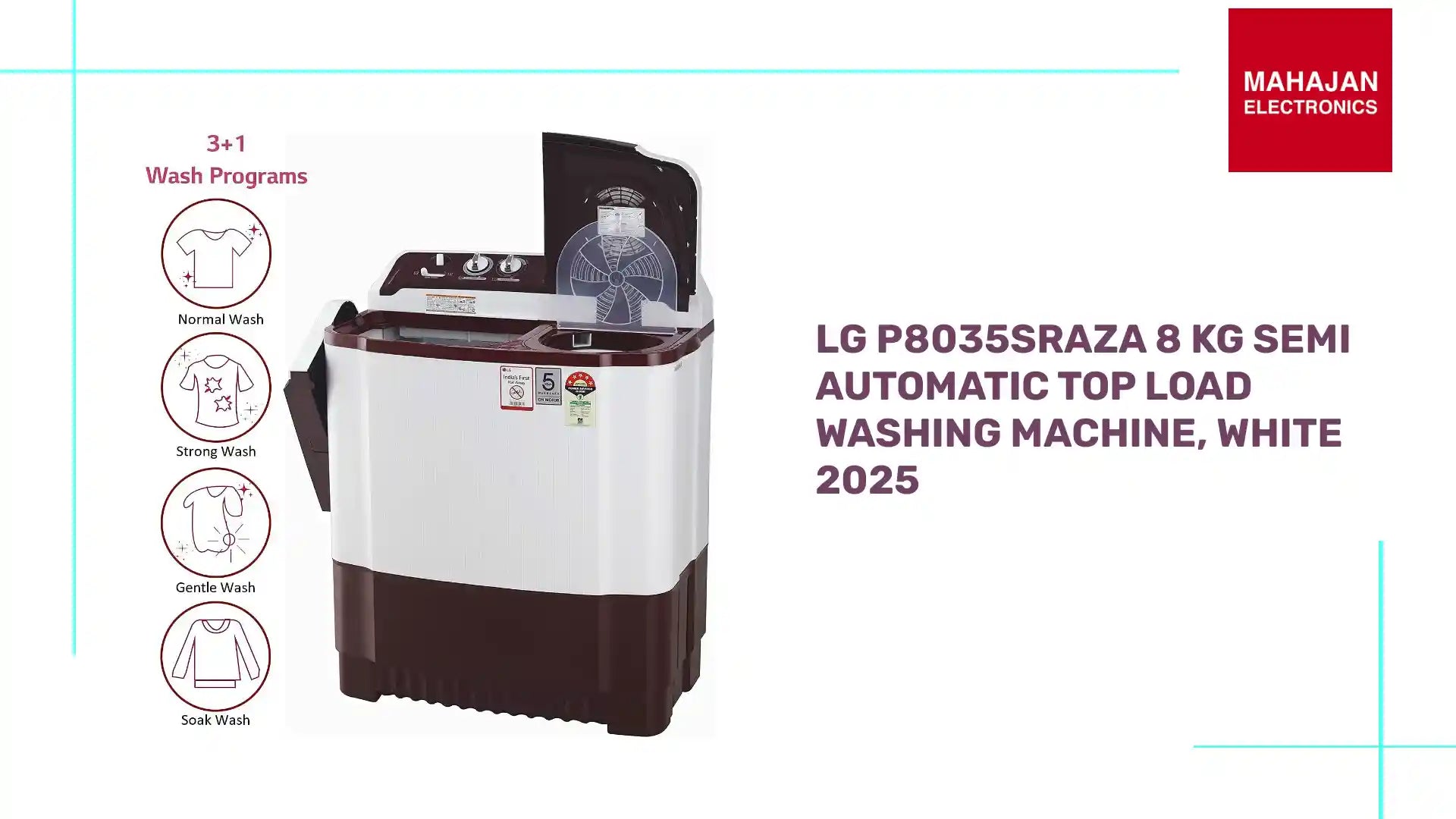 LG P8035SRAZA 8 kg Semi Automatic Top Load Washing Machine, White 2025 by@Outfy