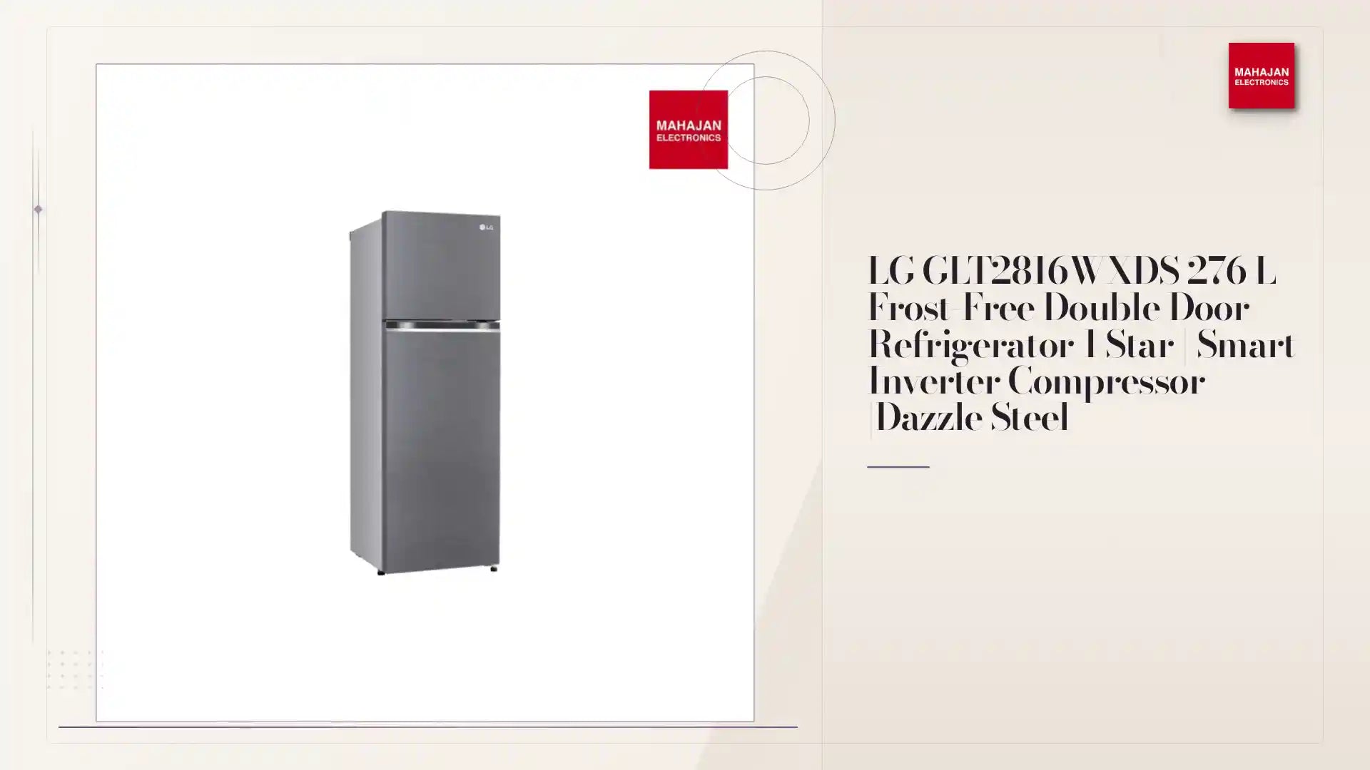 LG GLT2816WXDS 276 L Frost-Free Double Door Refrigerator 1 Star | Smart Inverter Compressor |Dazzle Steel by@Outfy