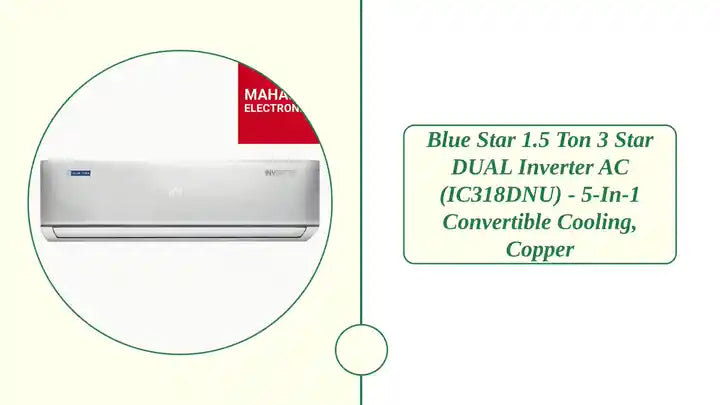 Blue Star 1.5 Ton 3 Star DUAL Inverter AC (IC318DNU) - 5-in-1 Convertible Cooling, Copper by@Outfy