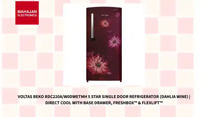 Voltas Beko RDC220A/W0DWETMH 5 Star Single Door Refrigerator (Dahlia Wine) | Direct Cool with Base Drawer, FreshBox™ & FlexLift™ by@Outfy
