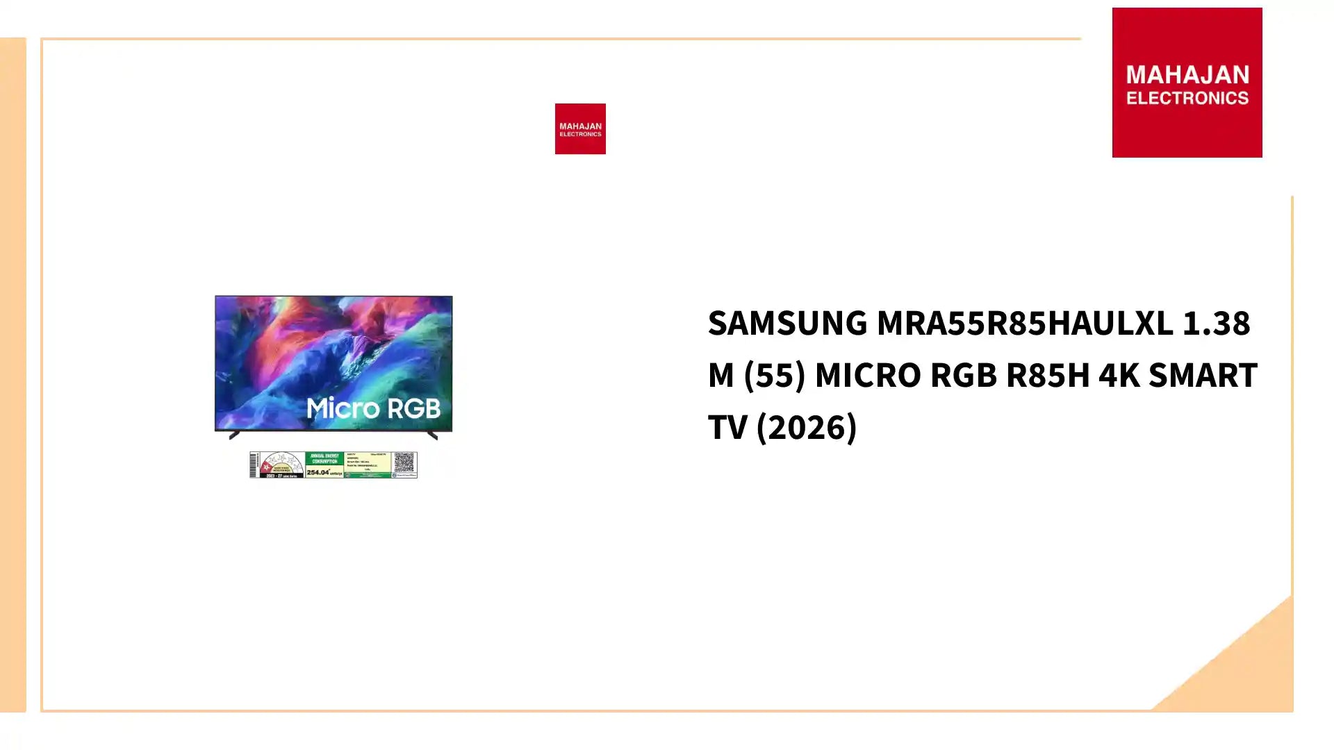 Samsung MRA55R85HAULXL 1.38 m (55) Micro RGB R85H 4K Smart TV (2026) by@Outfy
