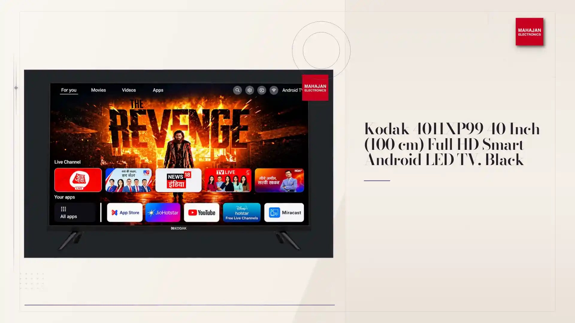 Kodak 4011XP99 40 Inch (100 cm) Full HD Smart Android LED TV, Black by@Outfy