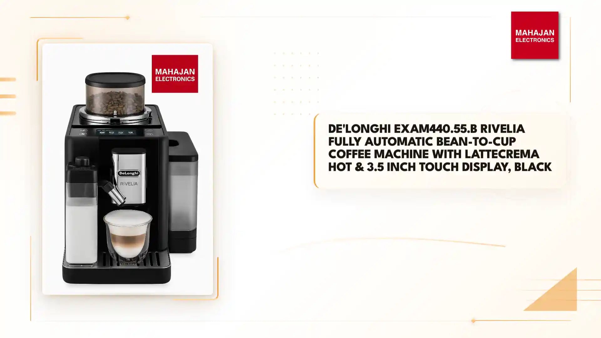 De'Longhi EXAM440.55.B Rivelia Fully Automatic Bean-to-Cup Coffee Machine with LatteCrema Hot & 3.5 Inch Touch Display, Black by@Outfy