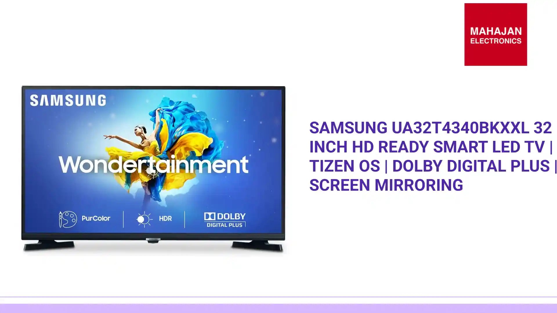 Samsung UA32T4340BKXXL 32 Inch HD Ready Smart LED TV | Tizen OS | Dolby Digital Plus | Screen Mirroring by@Outfy