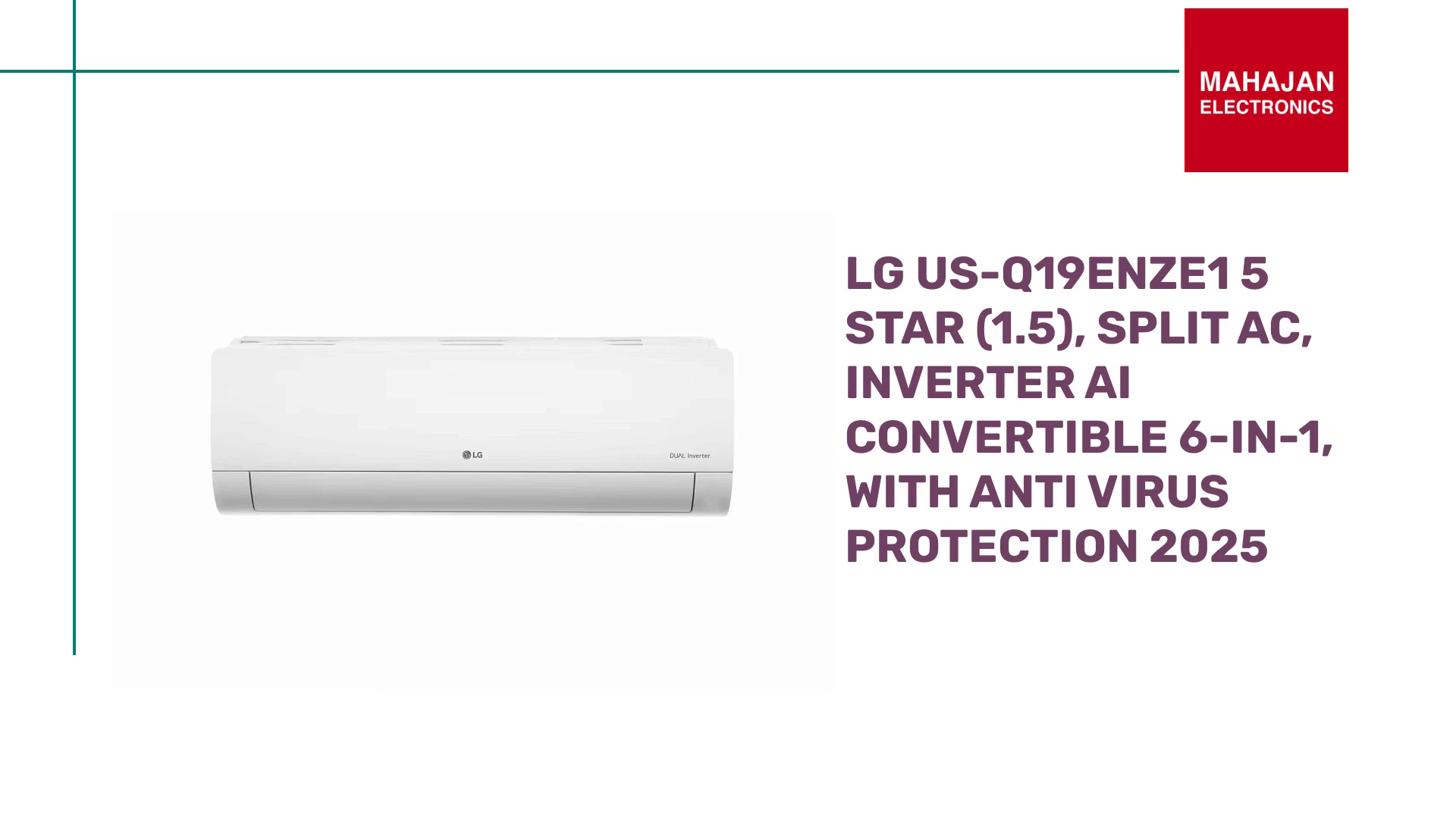 LG US-Q19ENZE1 5 Star (1.5), Split AC, Inverter AI Convertible 6-in-1, with Anti Virus Protection 2025 by@Outfy