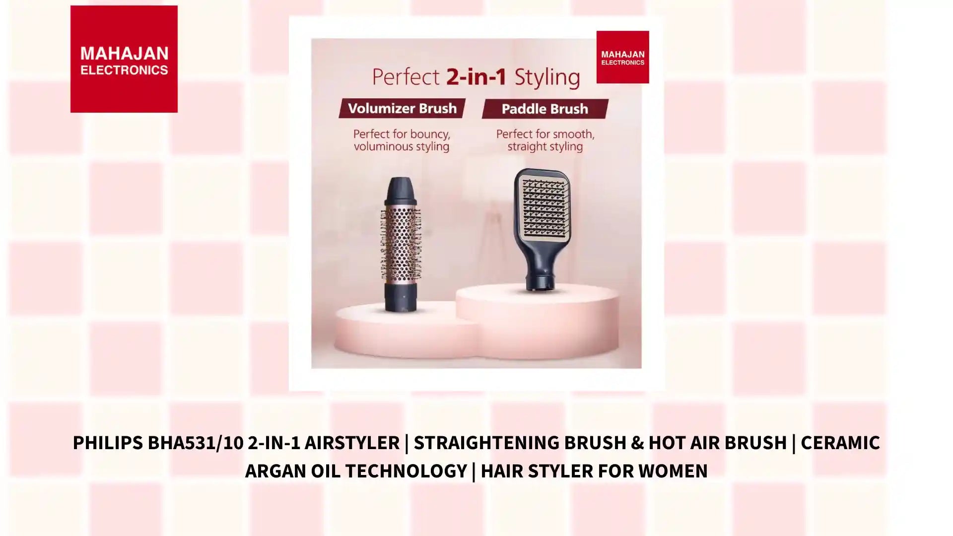 Philips BHA531/10 2-in-1 Airstyler | Straightening Brush & Hot Air Brush | Ceramic Argan Oil Technology | Hair Styler for Women by@Outfy