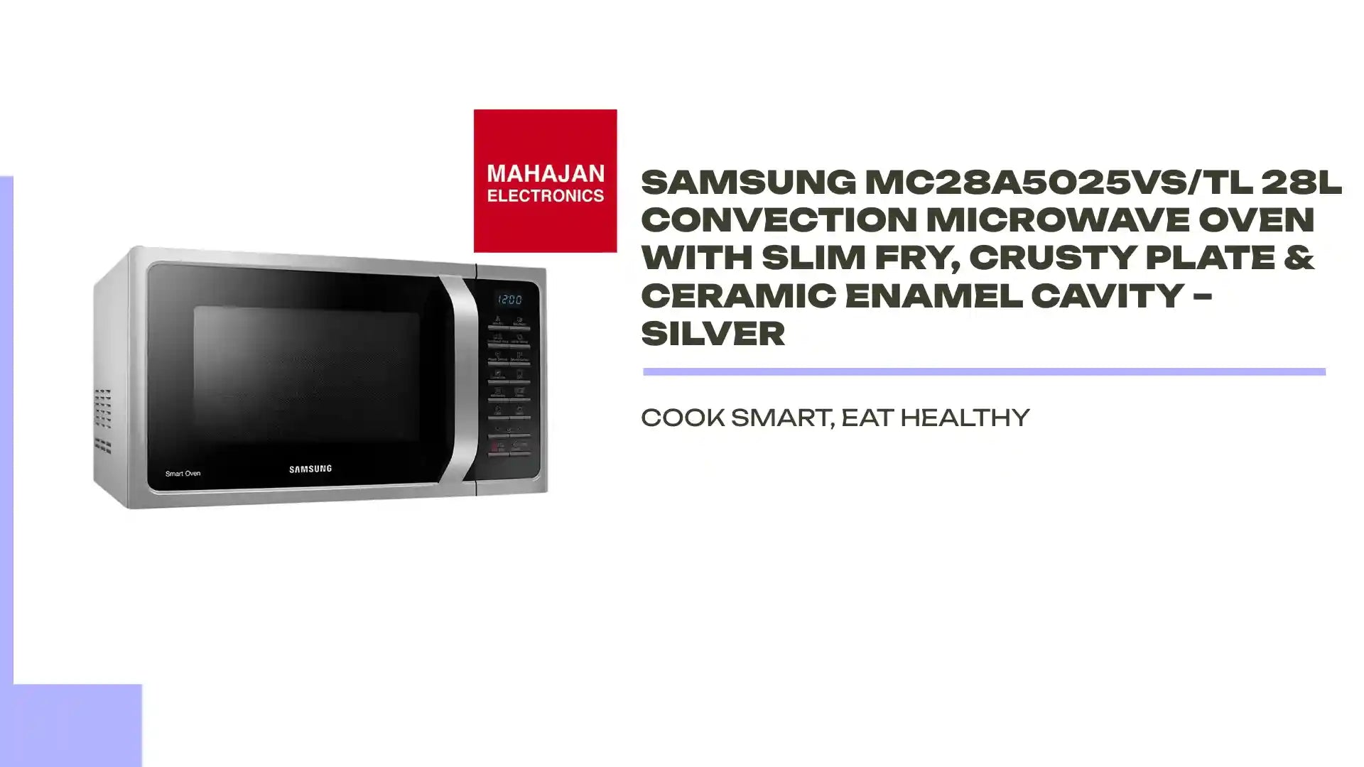 Samsung MC28A5025VS/TL 28L Convection Microwave Oven with Slim Fry, Crusty Plate & Ceramic Enamel Cavity – Silver by@Outfy