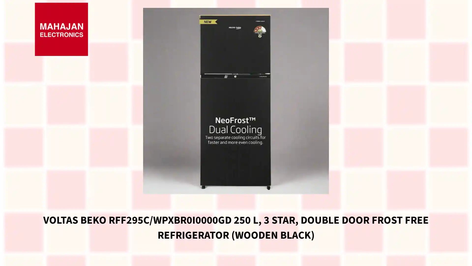 Voltas Beko RFF295C/WPXBR0I0000GD 250 L, 3 Star, Double Door Frost Free Refrigerator (Wooden Black) by@Outfy