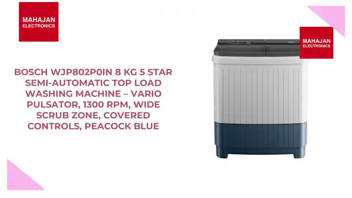 Bosch WJP802P0IN 8 kg 5 Star Semi-Automatic Top Load Washing Machine – Vario Pulsator, 1300 RPM, Wide Scrub Zone, Covered Controls, Peacock Blue by@Outfy