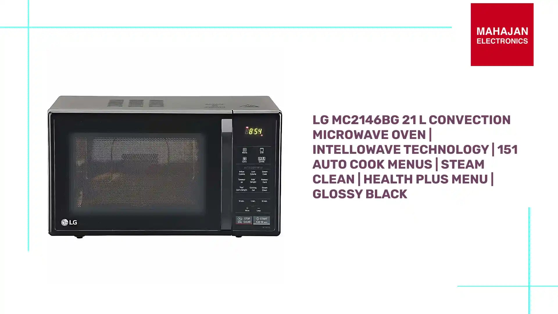 LG MC2146BG 21 L Convection Microwave Oven | Intellowave Technology | 151 Auto Cook Menus | Steam Clean | Health Plus Menu | Glossy Black by@Outfy