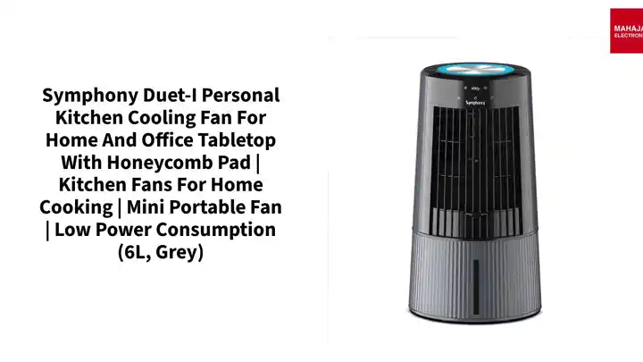 Symphony Duet-i Personal Kitchen Cooling Fan For Home and Office Tabletop with Honeycomb Pad | Kitchen Fans for Home Cooking | Mini Portable Fan | Low Power Consumption (6L, Grey) by@Outfy