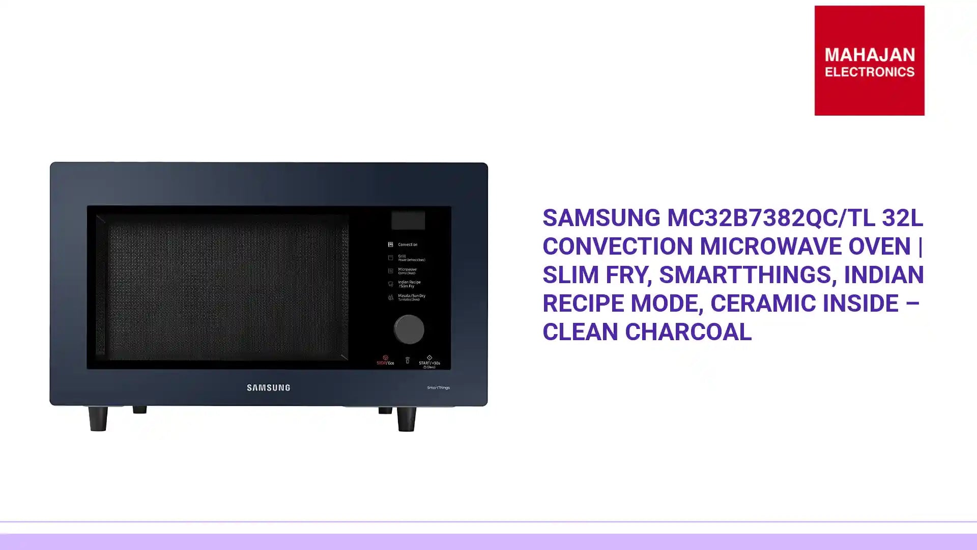 Samsung MC32B7382QC/TL 32L Convection Microwave Oven | Slim Fry, SmartThings, Indian Recipe Mode, Ceramic Inside – Clean Charcoal by@Outfy