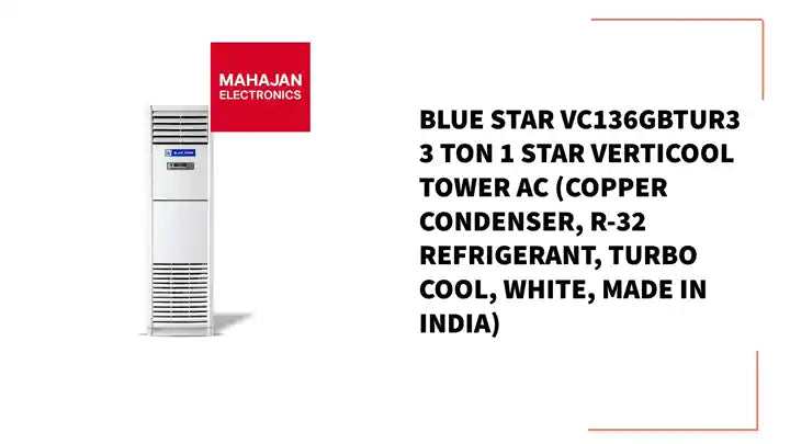 Blue Star VC136GBTUR3 3 Ton 1 Star Verticool Tower AC (Copper Condenser, R-32 Refrigerant, Turbo Cool, White, Made in India) by@Outfy