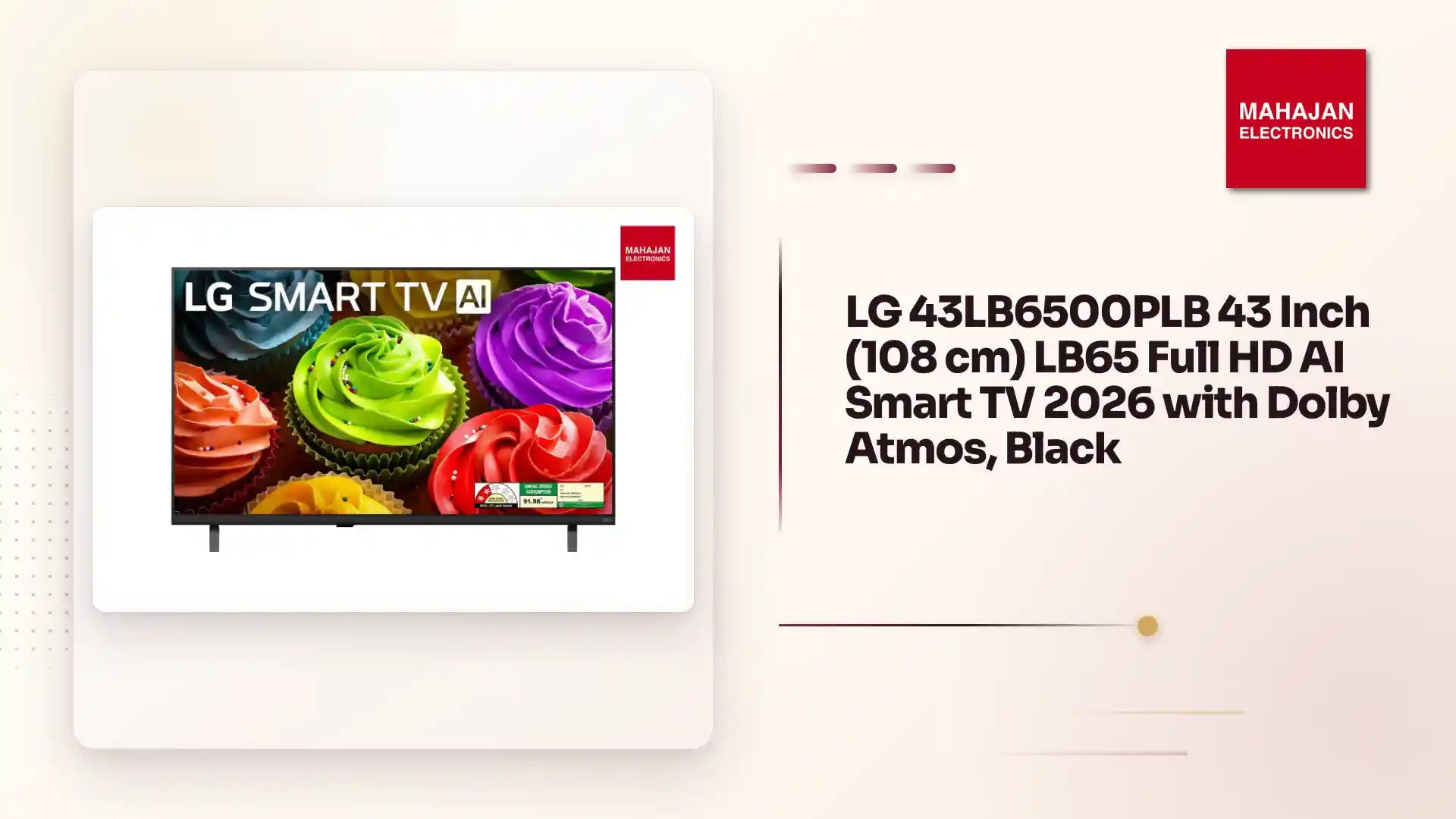 LG 43LB6500PLB 43 Inch (108 cm) LB65 Full HD AI Smart TV 2026 with Dolby Atmos, Black by@Outfy