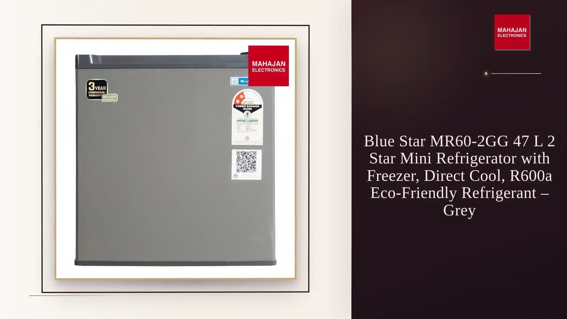 Blue Star MR60-2GG 47 L 2 Star Mini Refrigerator with Freezer, Direct Cool, R600a Eco-Friendly Refrigerant – Grey by@Outfy
