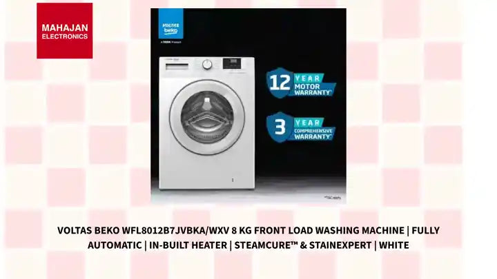 Voltas Beko WFL8012B7JVBKA/WXV 8 kg Front Load Washing Machine | Fully Automatic | In-Built Heater | SteamCure™ & StainExpert | White by@Outfy