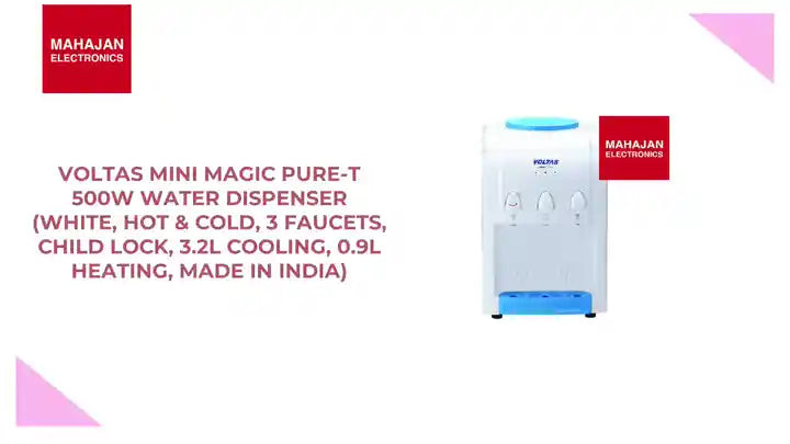 Voltas Mini Magic Pure-T 500W Water Dispenser (White, Hot & Cold, 3 Faucets, Child Lock, 3.2L Cooling, 0.9L Heating, Made in India) by@Outfy