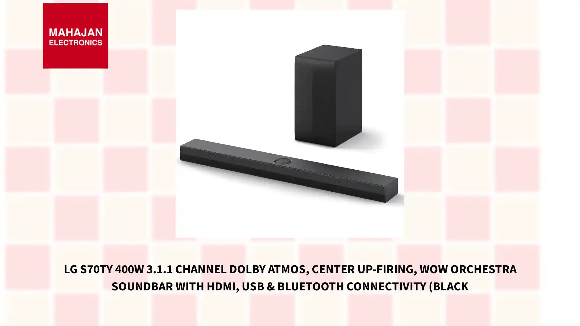 LG S70TY 400W 3.1.1 Channel Dolby Atmos, Center Up-Firing, Wow Orchestra Soundbar with HDMI, USB & Bluetooth Connectivity (Black by@Outfy