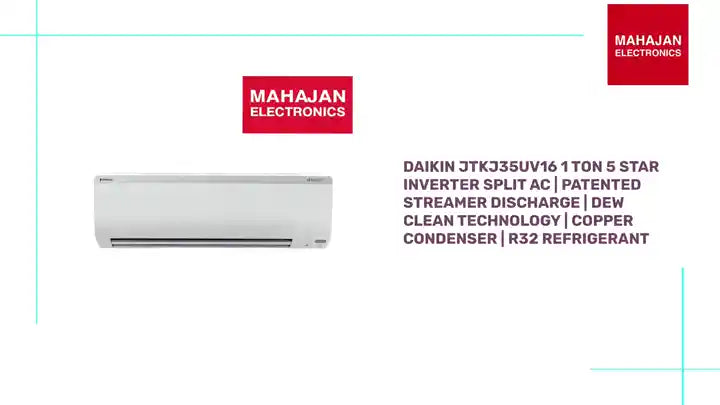 Daikin JTKJ35UV16 1 Ton 5 Star Inverter Split AC | Patented Streamer Discharge | Dew Clean Technology | Copper Condenser | R32 Refrigerant by@Outfy
