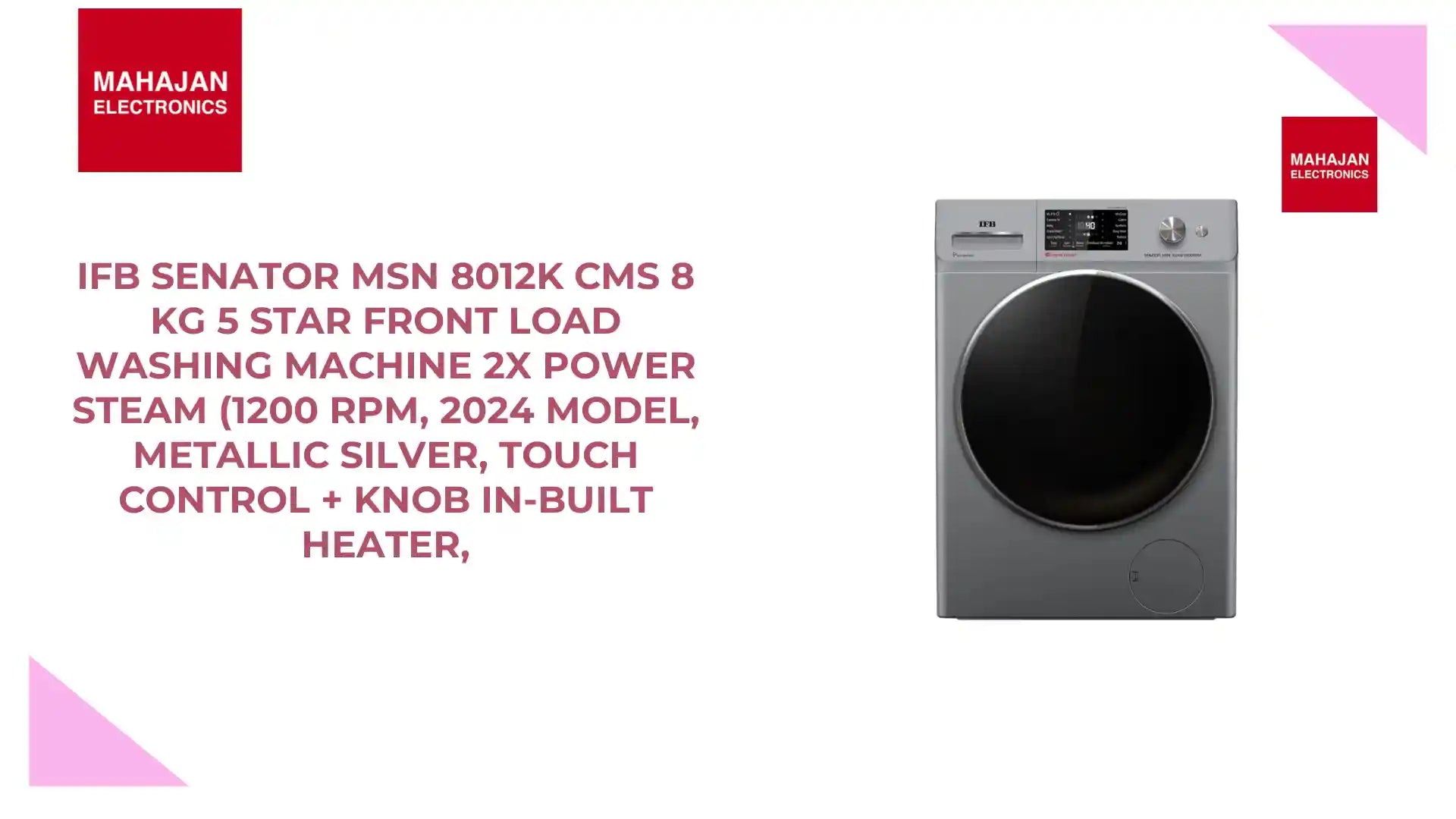 IFB SENATOR MSN 8012K CMS 8 Kg 5 Star Front Load Washing Machine 2X Power Steam (1200 RPM, 2024 Model, Metallic Silver, Touch Control + Knob In-built Heater, by@Outfy