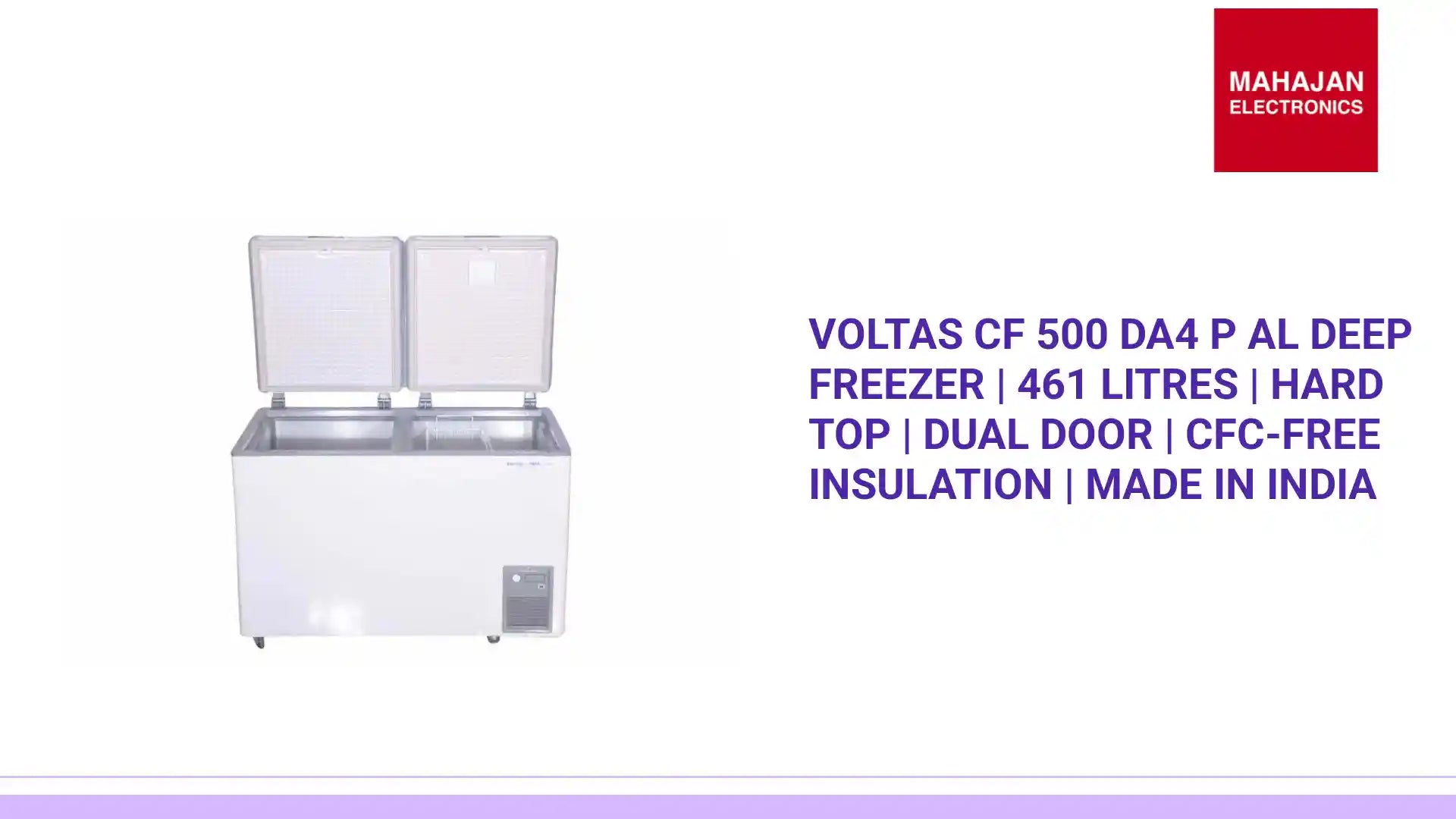 Voltas CF 500 DA4 P AL Deep Freezer | 461 Litres | Hard Top | Dual Door | CFC-Free Insulation | Made in India by@Outfy