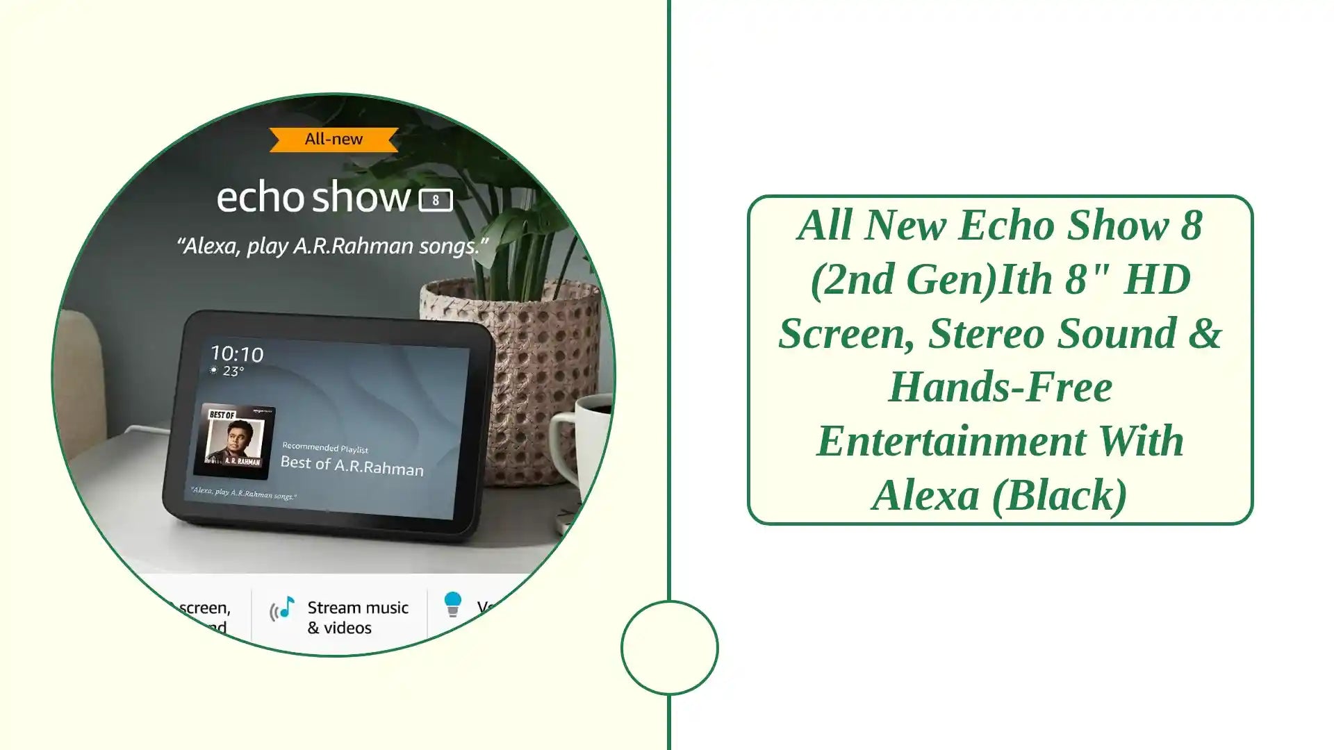 All new Echo Show 8 (2nd Gen)ith 8" HD screen, stereo sound & hands-free entertainment with Alexa (Black) by@Outfy