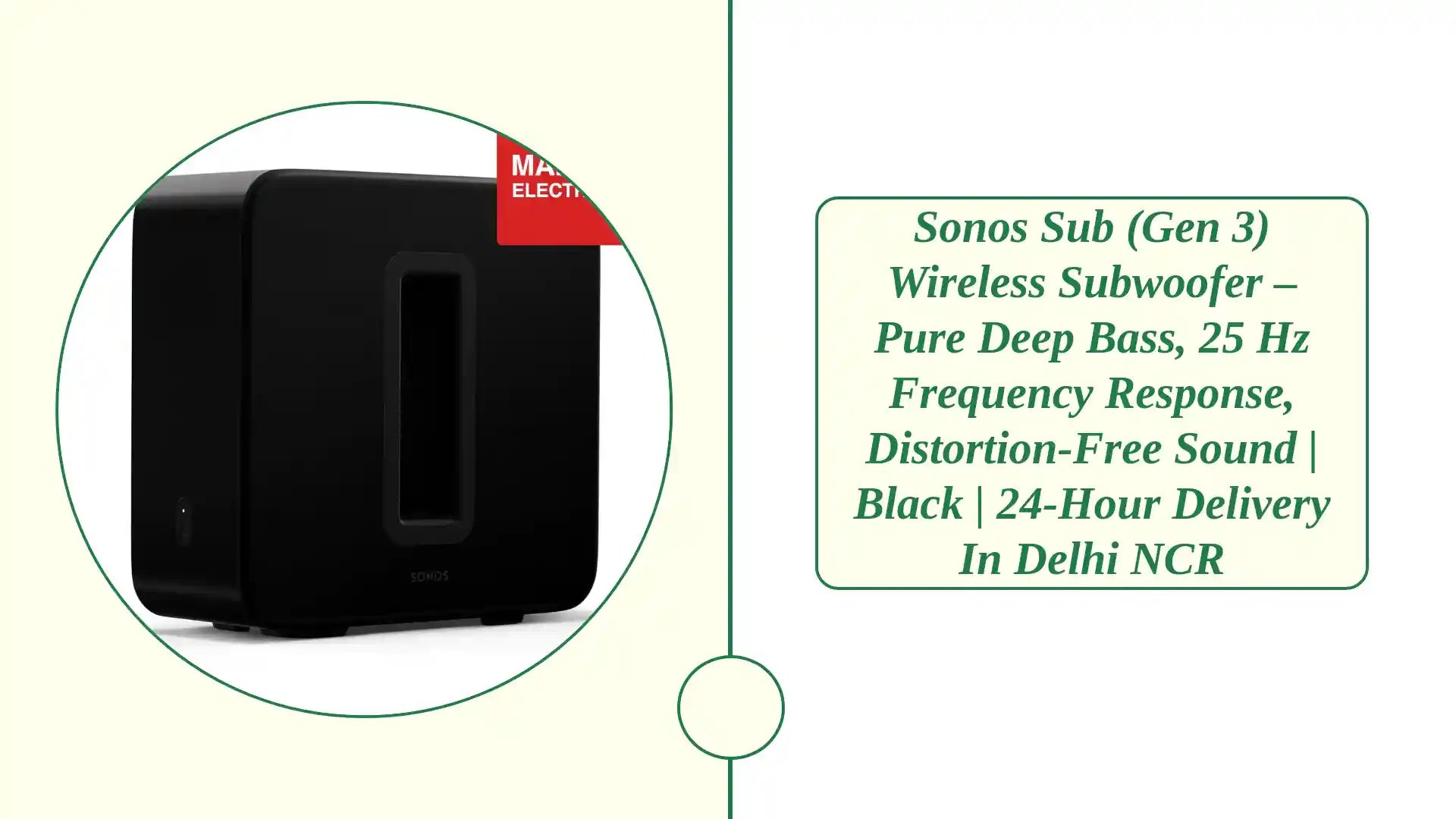 Sonos Sub (Gen 3) Wireless Subwoofer – Pure Deep Bass, 25 Hz Frequency Response, Distortion-Free Sound | Black | 24-Hour Delivery in Delhi NCR by@Outfy