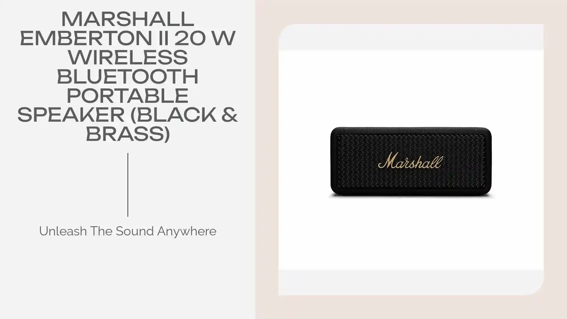 Marshall Emberton II 20 W Wireless Bluetooth Portable Speaker (Black & Brass) by@Outfy