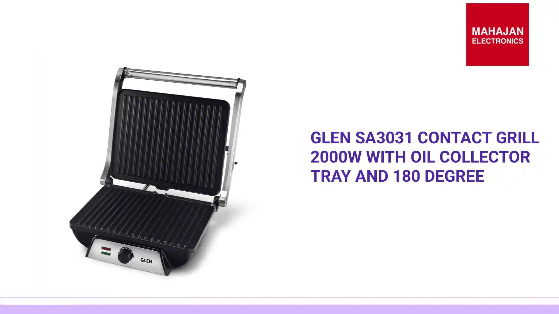 Glen SA3031 Contact Grill 2000W with Oil Collector Tray and 180 Degree by@Outfy
