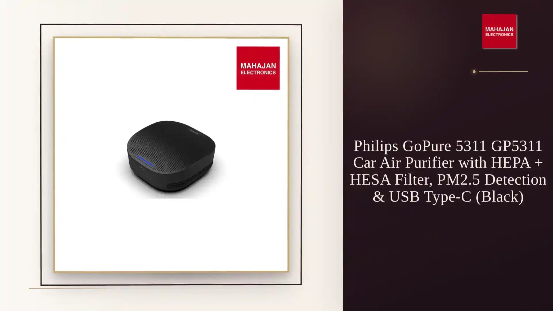 Philips GoPure 5311 GP5311 Car Air Purifier with HEPA + HESA Filter, PM2.5 Detection & USB Type-C (Black) by@Outfy