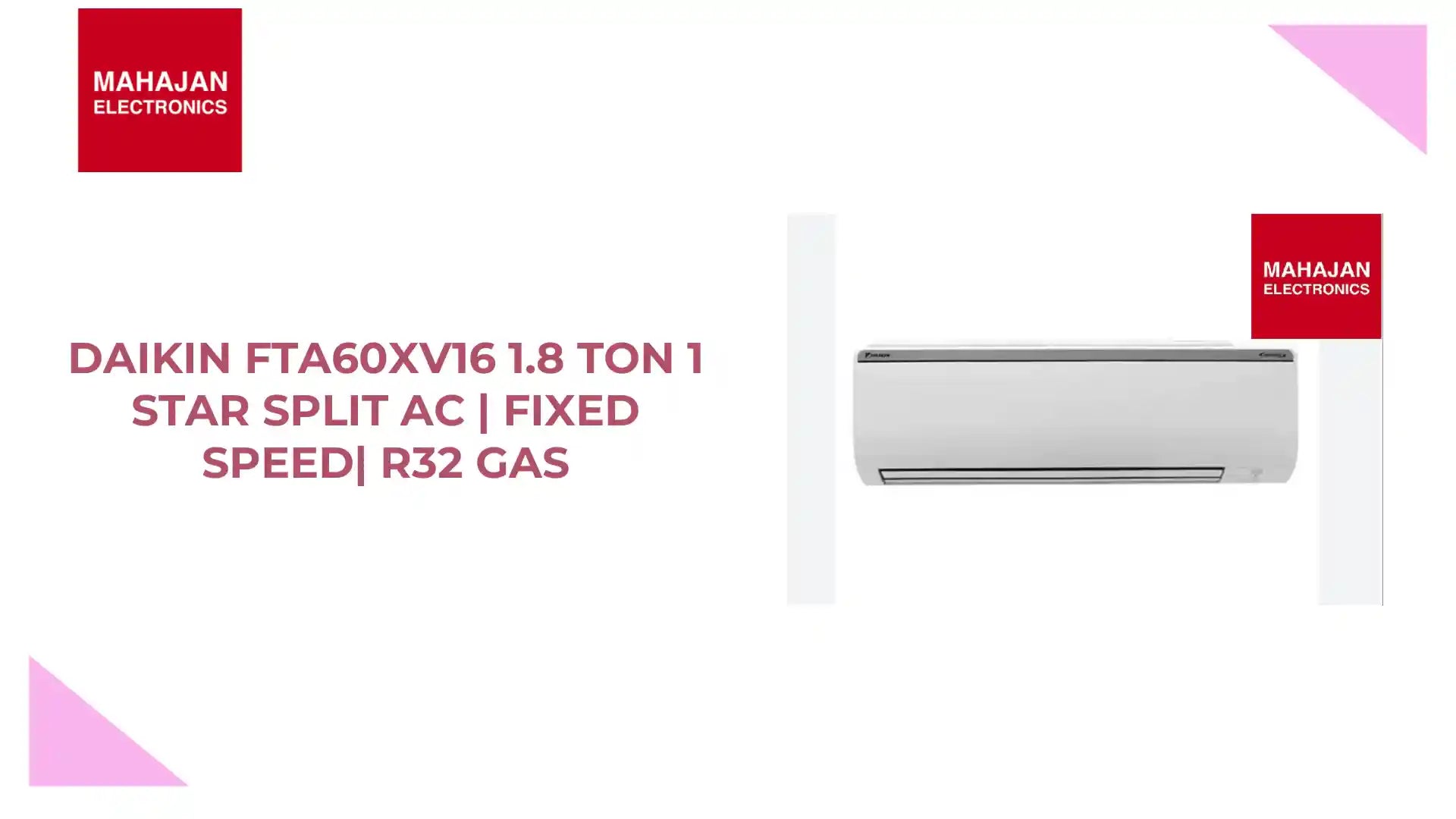 Daikin FTA60XV16 1.8 Ton 1 Star Split AC | Fixed Speed| R32 Gas by@Outfy