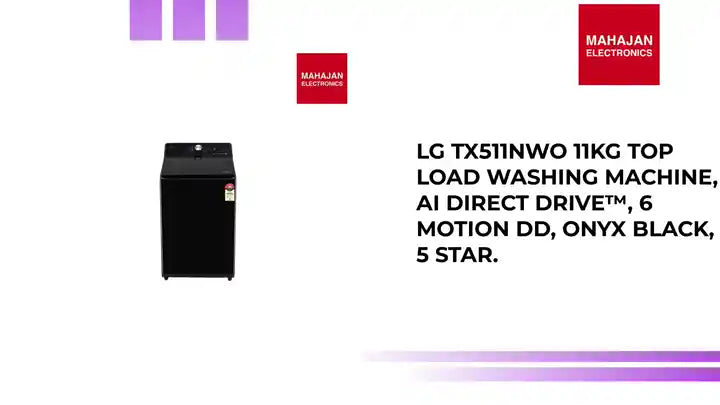 LG TX511NWO 11Kg Top Load Washing Machine, AI Direct Drive™, 6 Motion DD, Onyx Black, 5 Star. by@Outfy