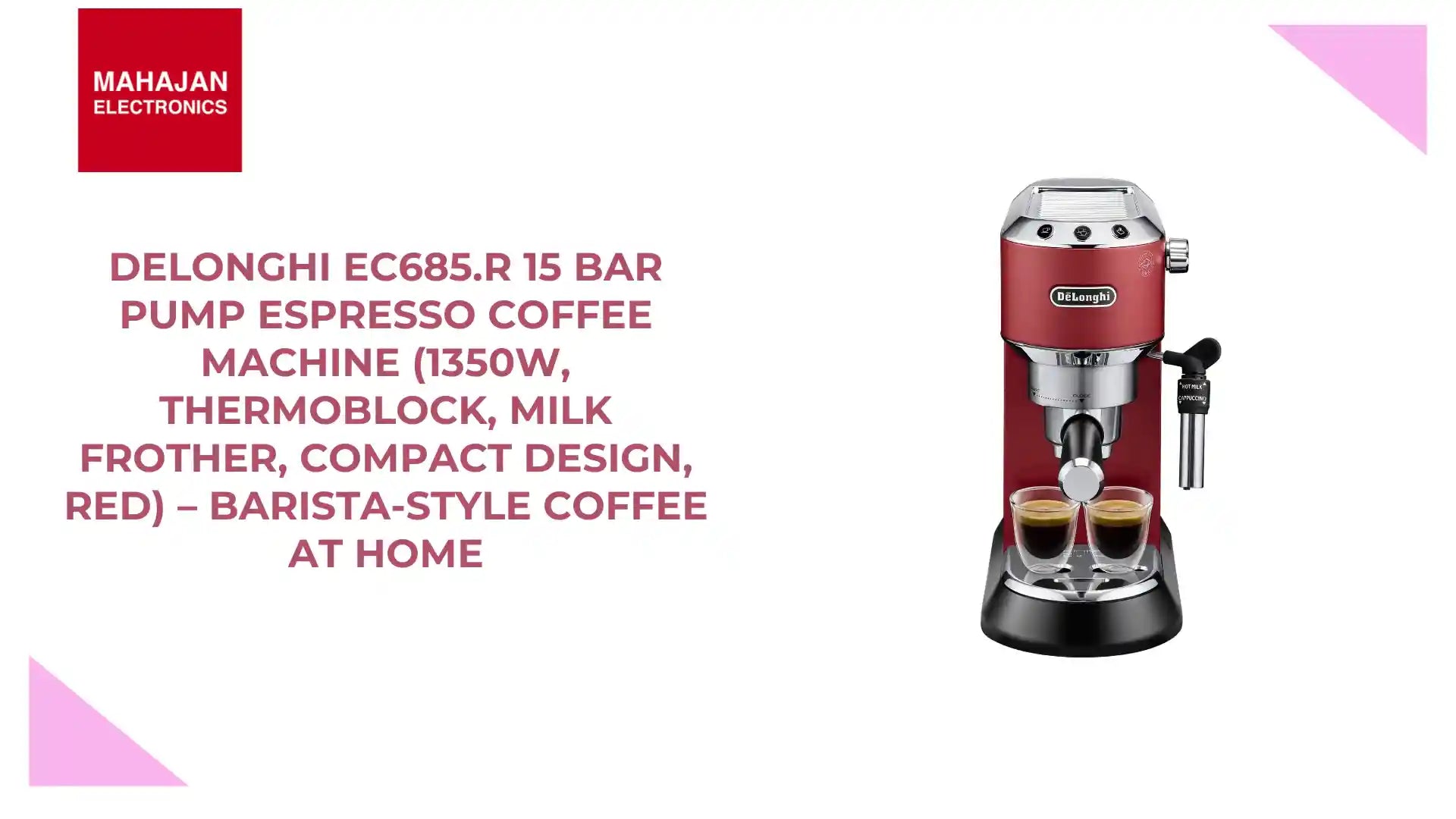DeLonghi EC685.R 15 Bar Pump Espresso Coffee Machine (1350W, Thermoblock, Milk Frother, Compact Design, Red) – Barista-Style Coffee at Home by@Outfy