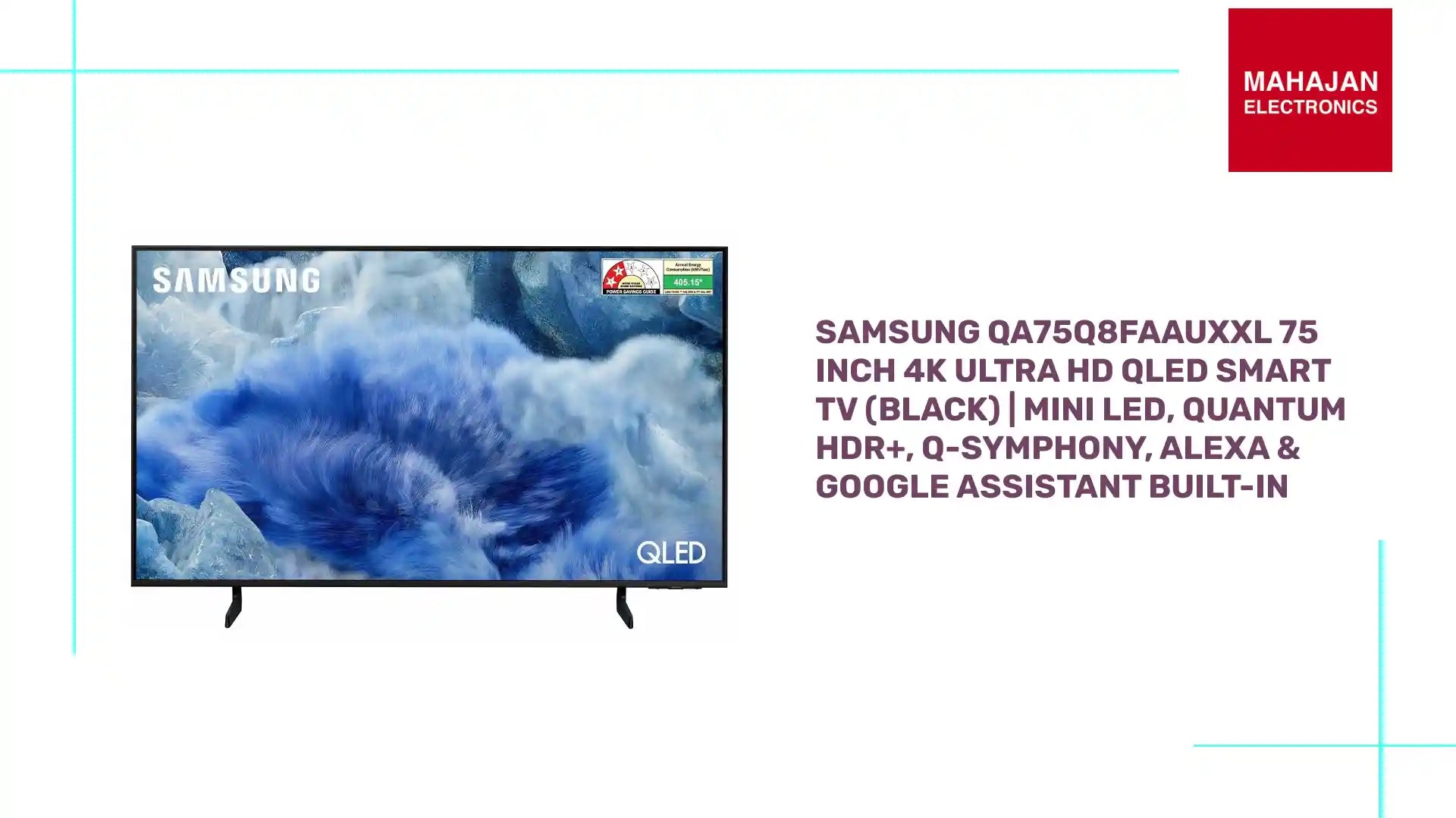 Samsung QA75Q8FAAUXXL 75 Inch 4K Ultra HD QLED Smart TV (Black) | Mini LED, Quantum HDR+, Q-Symphony, Alexa & Google Assistant Built-in by@Outfy