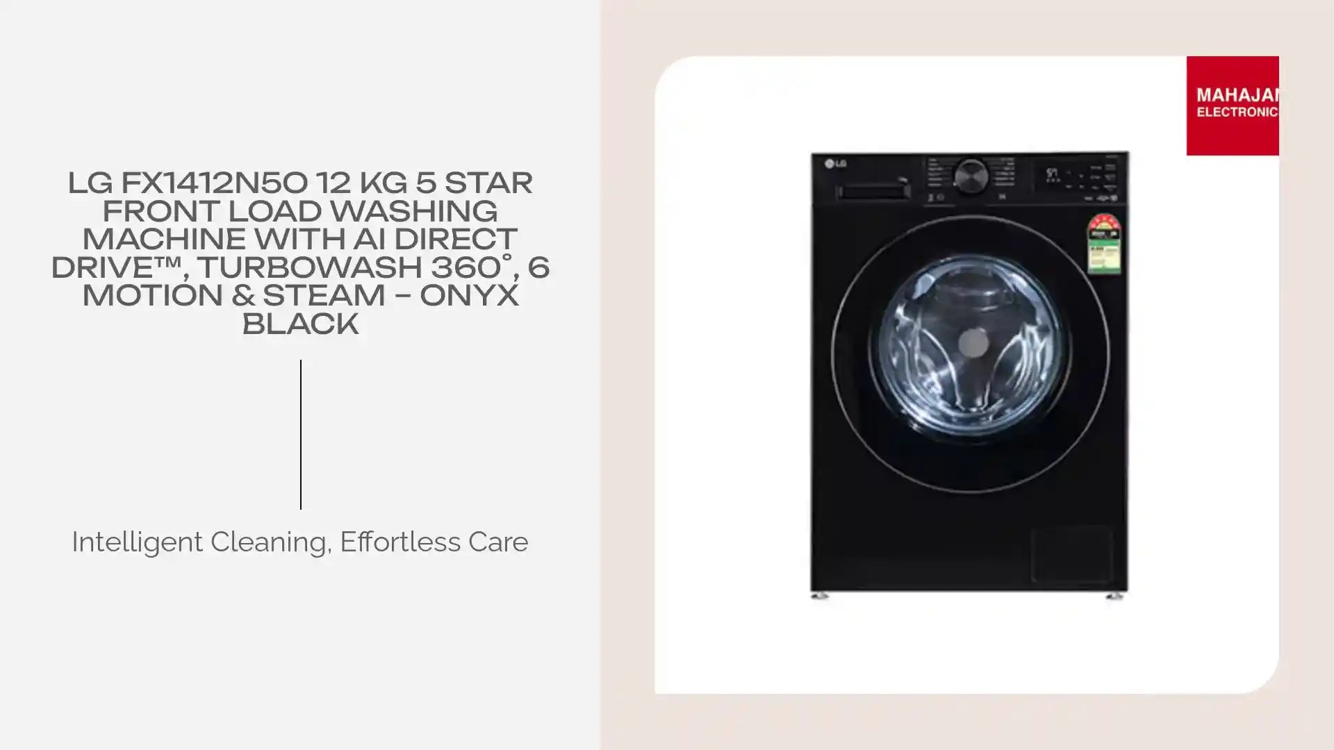 LG FX1412N5O 12 Kg 5 Star Front Load Washing Machine with AI Direct Drive™, TurboWash 360˚, 6 Motion & Steam – Onyx Black by@Outfy
