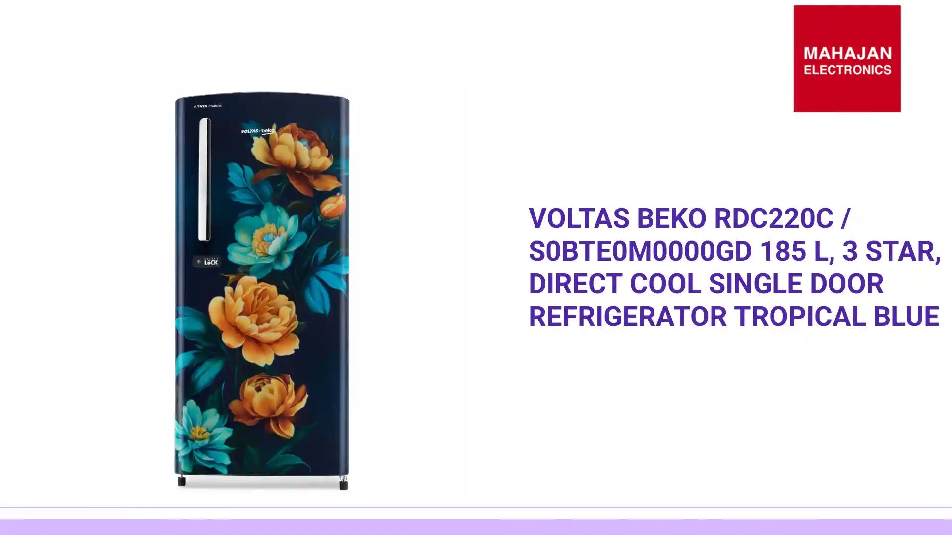 Voltas beko RDC220C / S0BTE0M0000GD 185 L, 3 Star, Direct Cool Single Door Refrigerator Tropical Blue by@Outfy