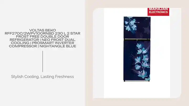 Voltas Beko RFF270C/2WPV100RNBD 230 L 2 Star Frost Free Double Door Refrigerator | Neo Frost Dual Cooling | ProSmart Inverter Compressor | Nightangle Blue by@Outfy