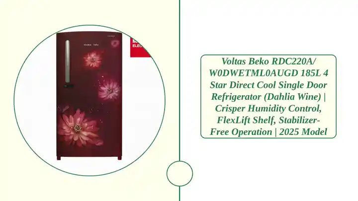 Voltas Beko RDC220A/ W0DWETML0AUGD 185L 4 Star Direct Cool Single Door Refrigerator (Dahlia Wine) | Crisper Humidity Control, FlexLift Shelf, Stabilizer-Free Operation | 2025 Model by@Outfy