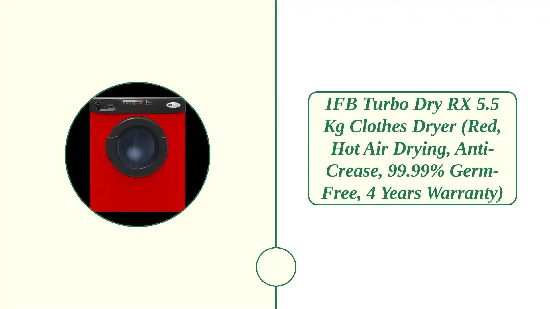 IFB Turbo Dry RX 5.5 Kg Clothes Dryer (Red, Hot Air Drying, Anti-Crease, 99.99% Germ-Free, 4 Years Warranty) by@Outfy