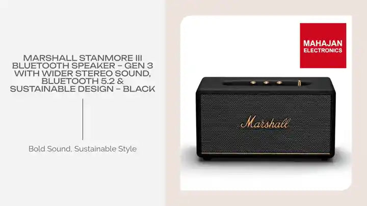 Marshall Stanmore III Bluetooth Speaker – Gen 3 with Wider Stereo Sound, Bluetooth 5.2 & Sustainable Design – Black by@Outfy