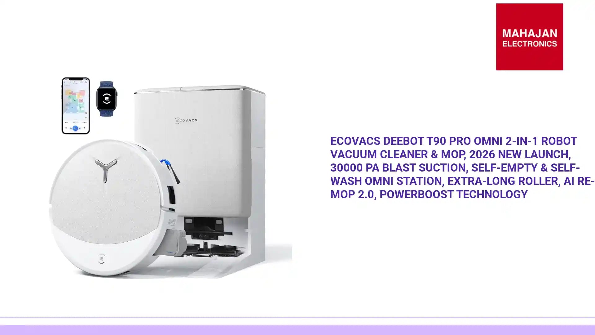 ECOVACS Deebot T90 Pro Omni 2-in-1 Robot Vacuum Cleaner & Mop, 2026 New Launch, 30000 Pa Blast Suction, Self-Empty & Self-Wash Omni Station, Extra-Long Roller, AI Re-Mop 2.0, PowerBoost Technology by@Outfy
