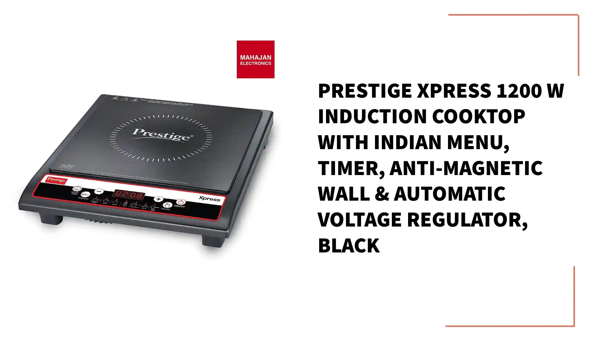 Prestige Xpress 1200 W Induction Cooktop with Indian Menu, Timer, Anti-Magnetic Wall & Automatic Voltage Regulator, Black by@Outfy