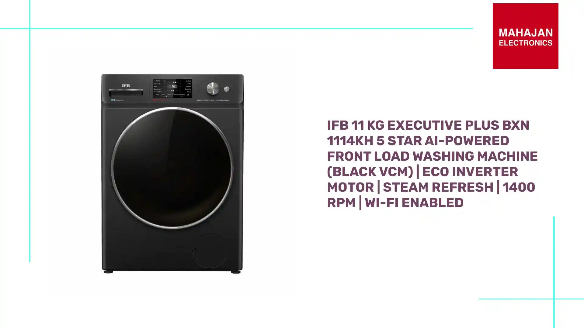 IFB 11 Kg EXECUTIVE PLUS BXN 1114KH 5 Star AI-Powered Front Load Washing Machine (Black VCM) | Eco Inverter Motor | Steam Refresh | 1400 RPM | Wi-Fi Enabled by@Outfy
