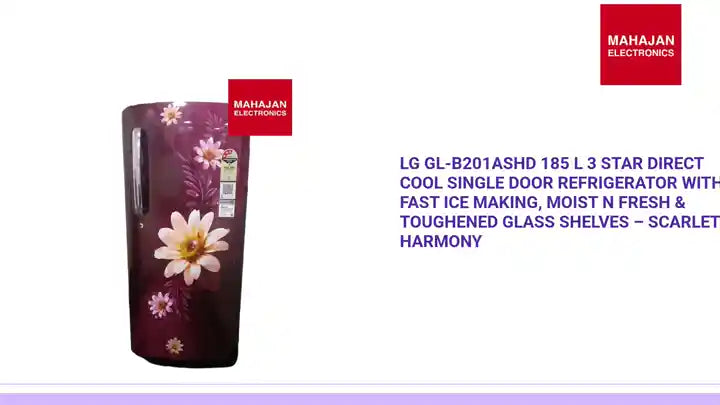 LG GL-B201ASHD 185 L 3 Star Direct Cool Single Door Refrigerator with Fast Ice Making, Moist N Fresh & Toughened Glass Shelves – Scarlet Harmony by@Outfy