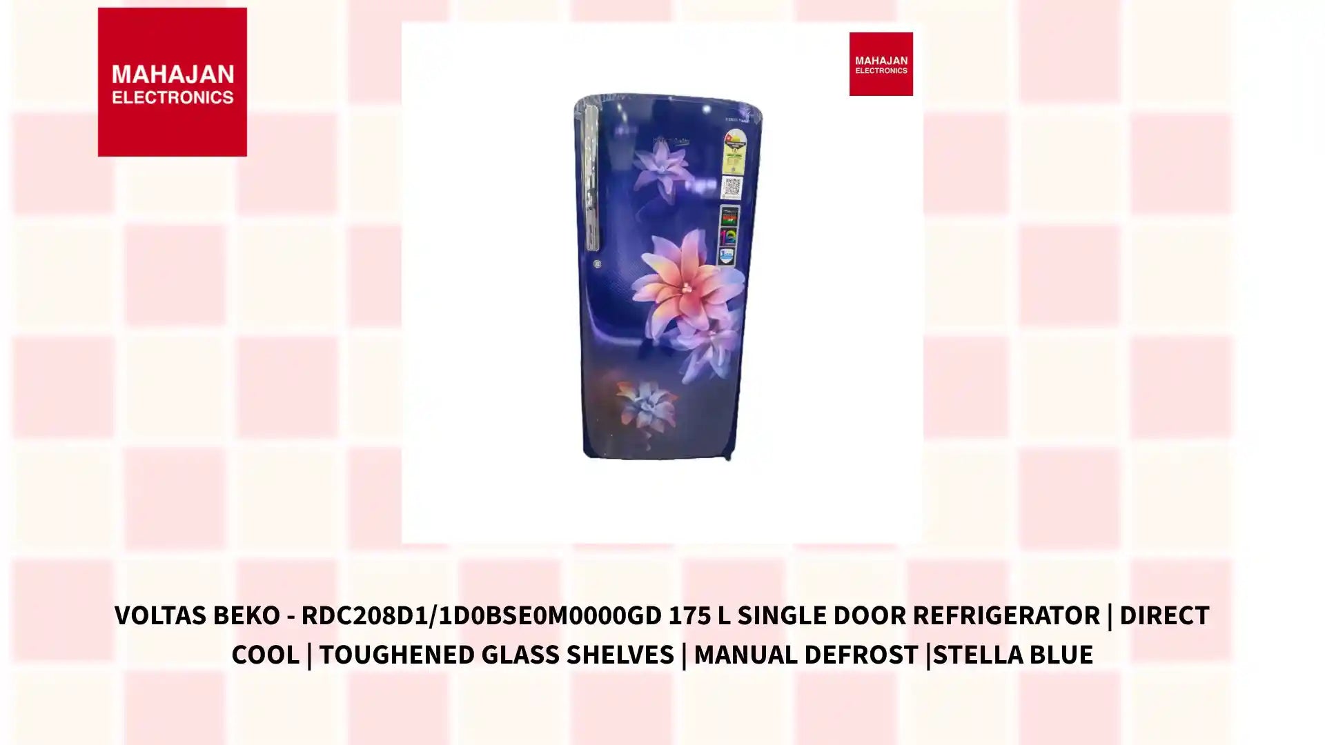 Voltas Beko - RDC208D1/1D0BSE0M0000GD 175 L Single Door Refrigerator | Direct Cool | Toughened Glass Shelves | Manual Defrost |Stella Blue by@Outfy