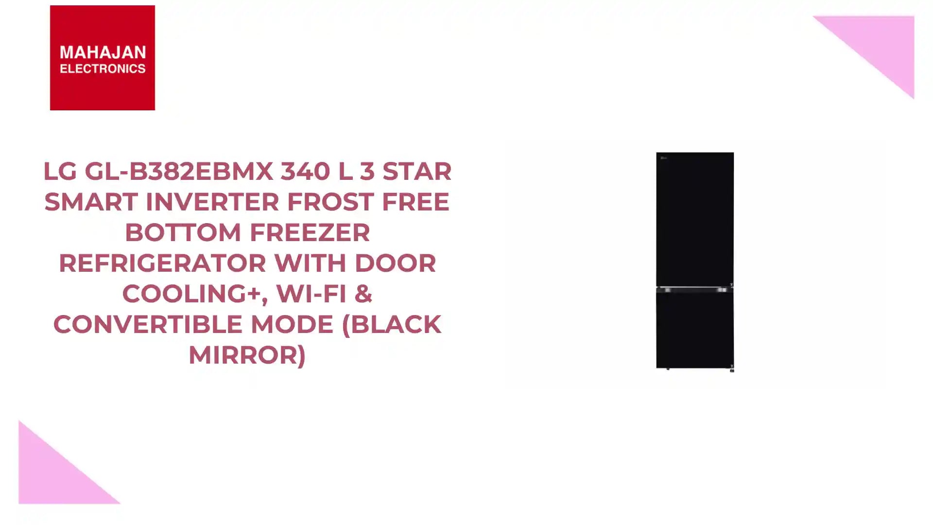 LG GL-B382EBMX 340 L 3 Star Smart Inverter Frost Free Bottom Freezer Refrigerator with Door Cooling+, Wi-Fi & Convertible Mode (Black Mirror) by@Outfy